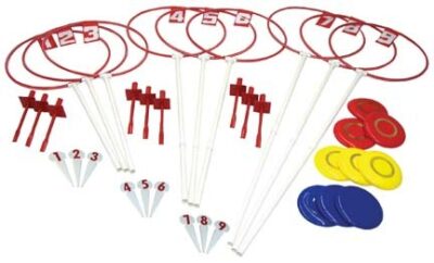 9 Hole Outdoor Set Hoop Disc Toss Target Game - Includes Ground Sleeves