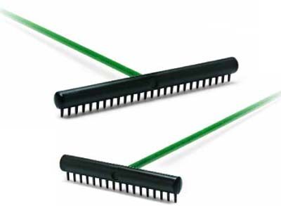 Accuform Ace 17" Bunker Rake with 54" Green Aluminum Handle from Par Aide - Set of 25