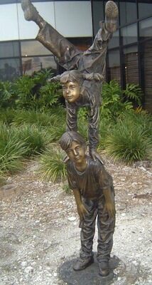 "Acrobat Kids" Bronze Garden Statue - Approx. 80" High