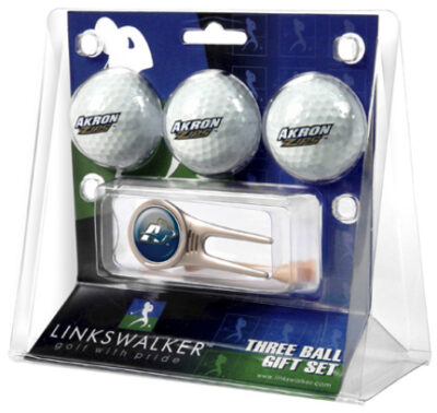 Akron Zips 3 Golf Ball Gift Pack with Cap Tool