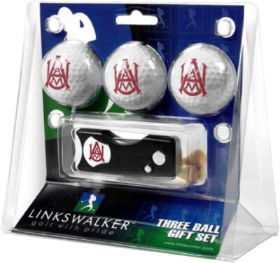 Alabama A & M Bulldogs 3 Golf Ball Gift Pack with Spring Action Tool