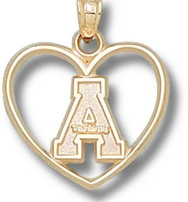 Appalachian State Mountaineers "A" Heart Pendant - 10KT Gold Jewelry