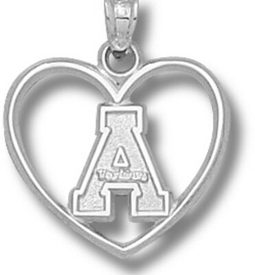 Appalachian State Mountaineers "A" Heart Pendant - Sterling Silver Jewelry