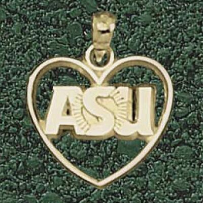 Arizona State Sun Devils "ASU" Sunburst Heart Pendant - 10KT Gold Jewelry