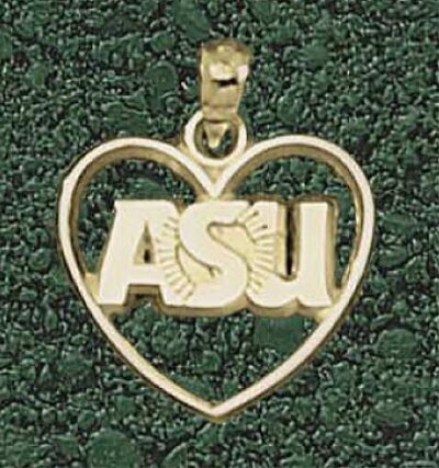 Arizona State Sun Devils "ASU" Sunburst Heart Pendant - 10KT Gold Jewelry