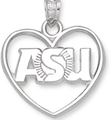 Arizona State Sun Devils "ASU" Sunburst Heart Pendant - Sterling Silver Jewelry