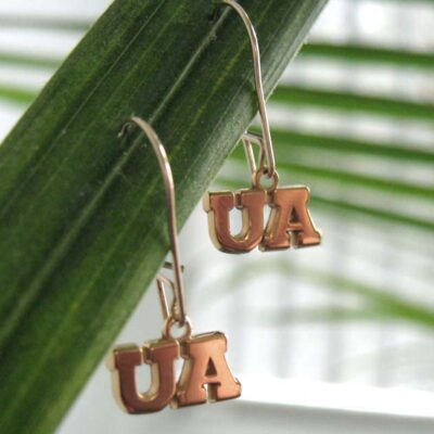 Arizona Wildcats 3/8" "UA" Dangle Earrings - 10KT Gold Jewelry