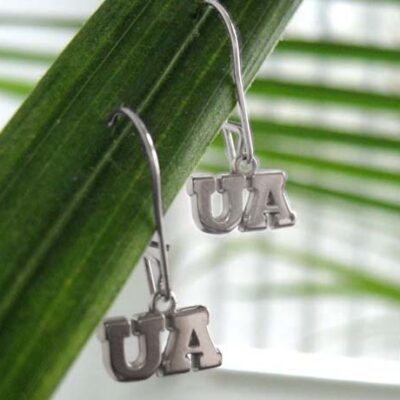 Arizona Wildcats 3/8" "UA" Dangle Earrings - Sterling Silver Jewelry