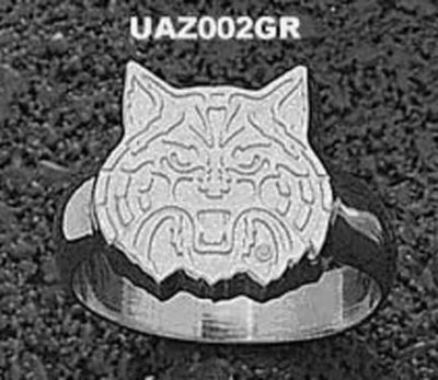 Arizona Wildcats "Wildcat Face" Men's Ring Size 10 1/2 - Sterling Silver Jewelry