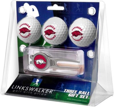 Arkansas Razorbacks 3 Ball Golf Gift Pack with Kool Tool