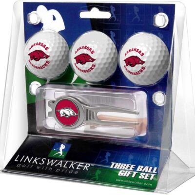 Arkansas Razorbacks 3 Ball Golf Gift Pack with Kool Tool