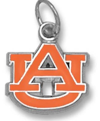 Auburn Tigers "AU" 3/8" Enamel Filled Charm - Sterling Silver Jewelry