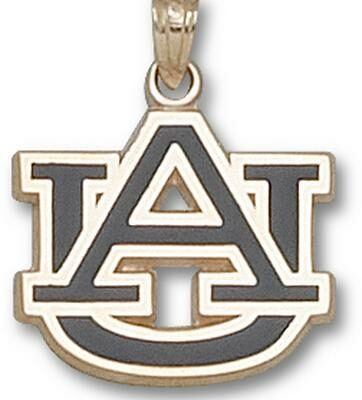 Auburn Tigers "AU" 5/8" Enamel Pendant - 14KT Gold Jewelry