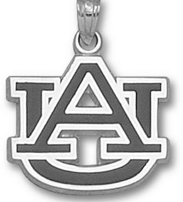 Auburn Tigers "AU" 5/8" Enamel Pendant - Sterling Silver Jewelry