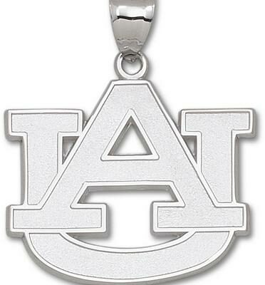 Auburn Tigers Giant 1 3/4" W x 1 1/2" H "AU" Pendant - Sterling Silver Jewelry