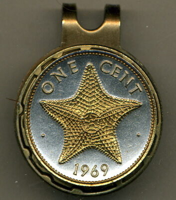 Bahamas 1 Cent "Star Fish" Two Tone Coin Golf Ball Marker