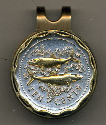 Bahamas 10 Cent "Bone Fish" Two Tone Coin Golf Ball Marker