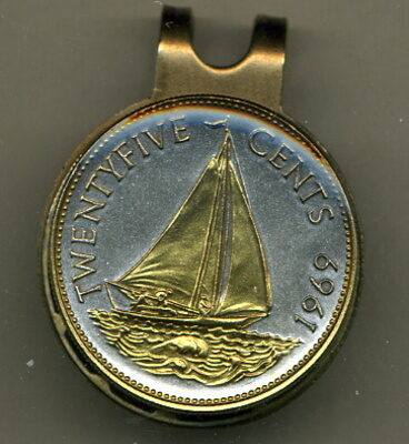 Bahamas 25 Cent "Sail Boat" Two Tone Coin Golf Ball Marker