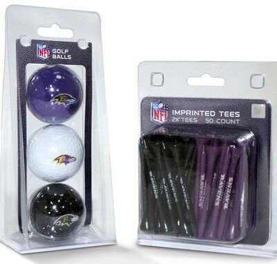 Baltimore Ravens Golf Tees and Golf Balls Pack (50 Tees / 3 Balls)