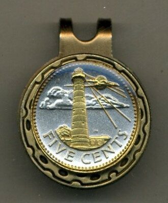 Barbados 5 Cent "Lighthouse" Two Tone Coin Golf Ball Marker