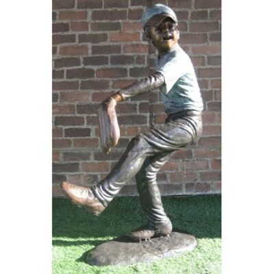 "Baseball Pitcher" Bronze Garden Statue - Approx. 5' High