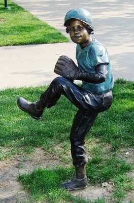 "Baseball Pitcher" Bronze Garden Statue - Approx. 51" High