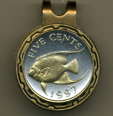 Bermuda 5 Cent "Angel Fish" Two Tone Coin Golf Ball Marker