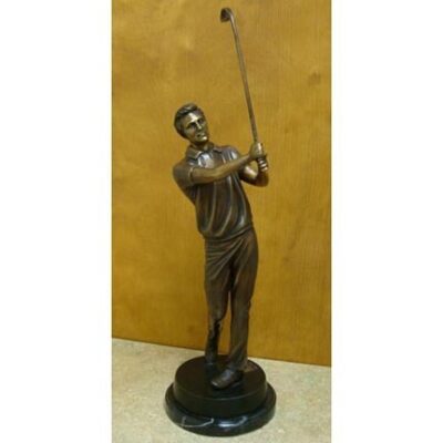 "Big Drive (Tabletop Golfer)" Bronze Garden Statue - Approx. 18" High