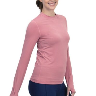 BloqUV Women's Long Sleeve 24/7 Sun Protective Athletic Tee Shirt (Dusty Rose)