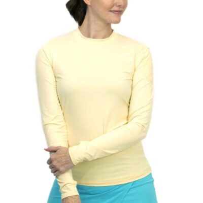 BloqUV Women's Long Sleeve 24/7 Sun Protective Athletic Tee Shirt (Lemon Yellow)