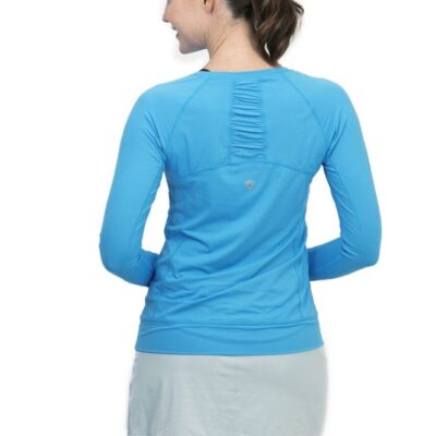 BloqUV Women's Sun Protective Long Sleeve Athletic Pullover Tee Shirt (Ocean Blue)