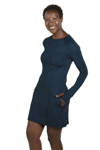 BloqUV Women's Sun Protective Long Sleeve Tunic Dress (Midnight Blue)