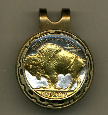 Buffalo Nickel 1913 - 1938 Two Tone Coin Golf Ball Marker