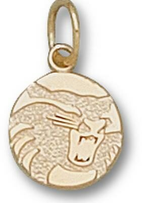 California State (Chico) Wildcats Circle "Wildcat" 3/8" Charm - 14KT Gold Jewelry