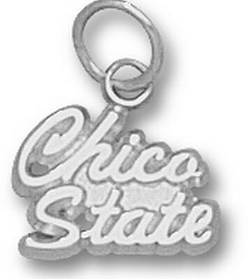 California State (Chico) Wildcats Script "Chico State" 5/16" Charm - Sterling Silver Jewelry