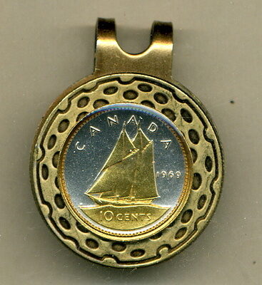 Canadian 10 Cent "Bluenose Sail Boat" Two Tone Coin Golf Ball Marker