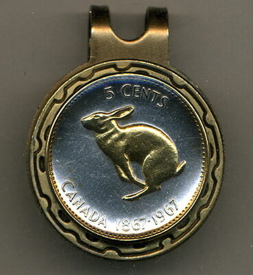 Canadian Centennial 5 Cent "Rabbit" Two Tone Coin Golf Ball Marker