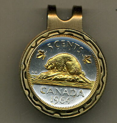 Canadian Nickel "Beaver" Two Tone Coin Golf Ball Marker