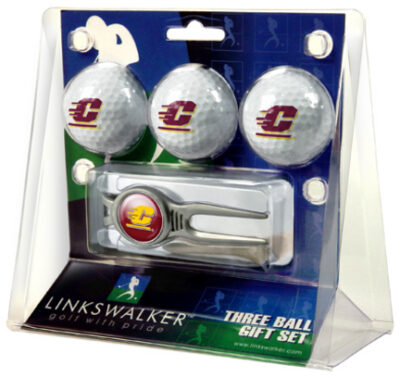 Central Michigan Chippewas 3 Ball Golf Gift Pack with Kool Tool