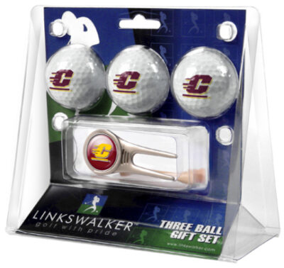 Central Michigan Chippewas 3 Golf Ball Gift Pack with Cap Tool