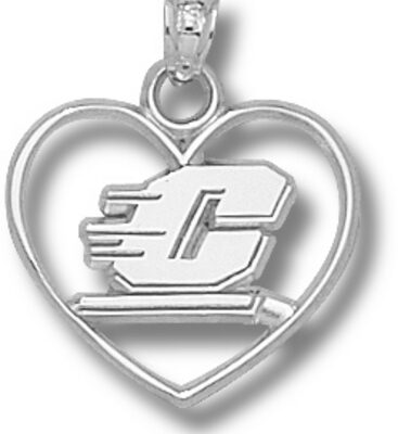 Central Michigan Chippewas Motion "C" Heart Pendant - Sterling Silver Jewelry