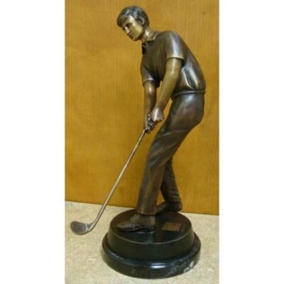 "Chipping Bronze (Tabletop Golfer)" Bronze Garden Statue - Approx. 18" High