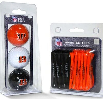 Cincinnati Bengals Golf Tees and Golf Balls Pack (50 Tees / 3 Balls)