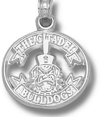 Citadel Bulldogs "Citadel Ribbon with Spike" 5/8" Pendant - Sterling Silver Jewelry