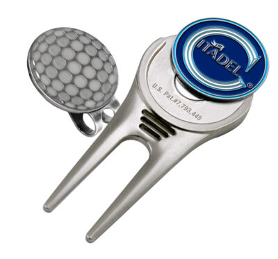 Citadel Bulldogs Divot Tool Hat Clip with Golf Ball Marker (Set of 2)