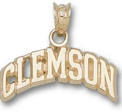 Clemson Tigers Block "Clemson" Pendant - 14KT Gold Jewelry