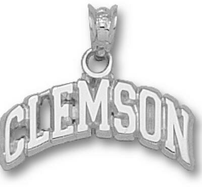 Clemson Tigers Block "Clemson" Pendant - Sterling Silver Jewelry