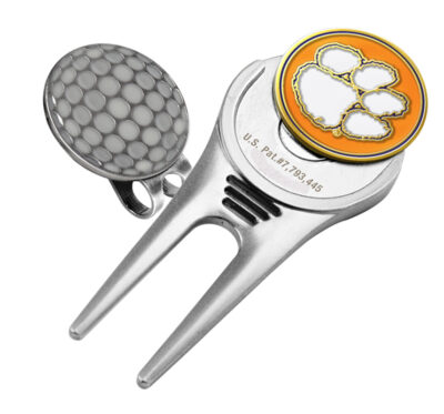 Clemson Tigers Divot Tool Hat Clip with Golf Ball Marker (Set of 2)