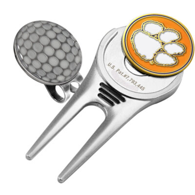 Clemson Tigers Divot Tool Hat Clip with Golf Ball Marker (Set of 2)