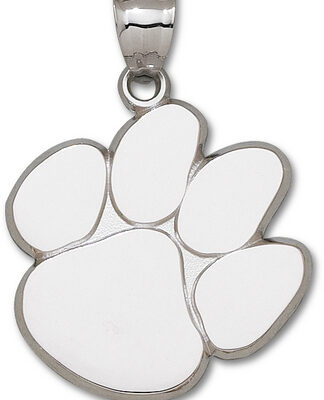 Clemson Tigers Giant 1 1/2" W x 1 1/2" H Polished "Paw" Pendant - Sterling Silver Jewelry